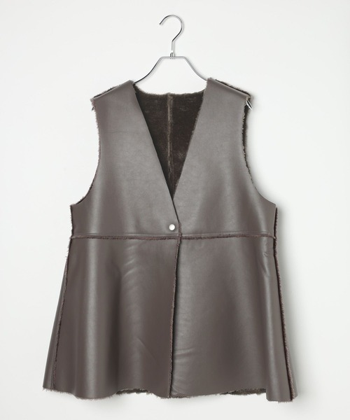 リバーシブルボアフェイクレザーベスト 598317（ベスト）｜LEPSIM