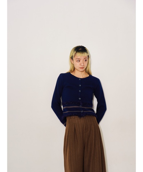 DOLLUPOOPS（ドールアップウップス）の「ポイントポップコーンマルチボーダーニットカーディガン（カーディガン/ボレロ・レディース・オレンジ/ライトグレー/ダークネイビー・38）」の10枚目の写真