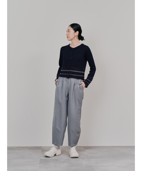 DOLLUPOOPS（ドールアップウップス）の「ポイントポップコーンマルチボーダーニットカーディガン（カーディガン/ボレロ・レディース・オレンジ/ライトグレー/ダークネイビー・38）」の5枚目の写真