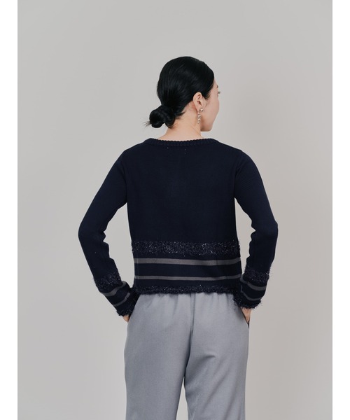 DOLLUPOOPS（ドールアップウップス）の「ポイントポップコーンマルチボーダーニットカーディガン（カーディガン/ボレロ・レディース・オレンジ/ライトグレー/ダークネイビー・38）」の13枚目の写真