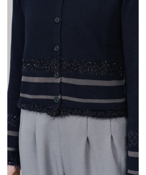 DOLLUPOOPS（ドールアップウップス）の「ポイントポップコーンマルチボーダーニットカーディガン（カーディガン/ボレロ・レディース・オレンジ/ライトグレー/ダークネイビー・38）」の15枚目の写真