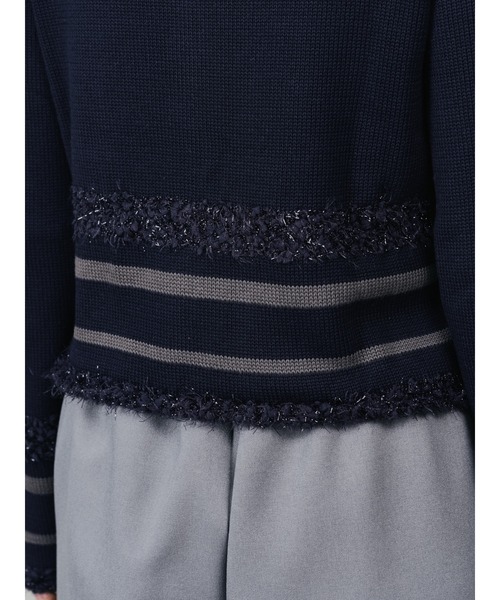 DOLLUPOOPS（ドールアップウップス）の「ポイントポップコーンマルチボーダーニットカーディガン（カーディガン/ボレロ・レディース・オレンジ/ライトグレー/ダークネイビー・38）」の19枚目の写真