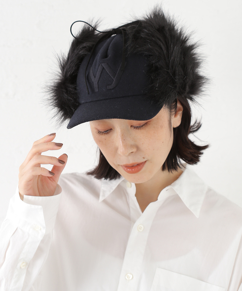 OPEN YY / オープンワイワイ】 Woven FAUX FUR EARFLAP CAP
