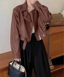 INASTUDIOS（イーナストゥディオス）の「ショート丈 ダブルライダースジャケット レディース（ライダースジャケット）」