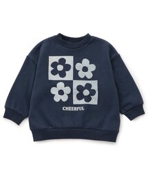 ニッシーさま専用【trois】ダークネイビー 花柄トレーナー 綺麗めトレーナー スウェット（ブルー・ネイビー/青色系・花柄・ボタニカル柄