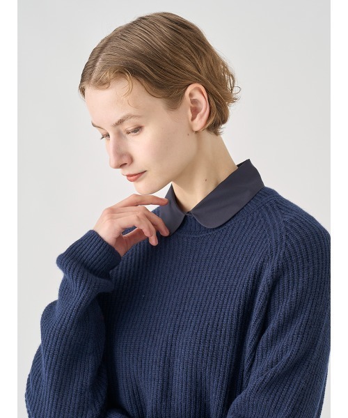Eco Cashmere］カシミヤ混 クルーネックリブニットプルオーバー