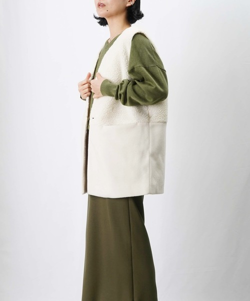 LC/LLL ボア切替ロングベスト（ベスト）｜LUCA/LADY LUCK LUCA（ルカ