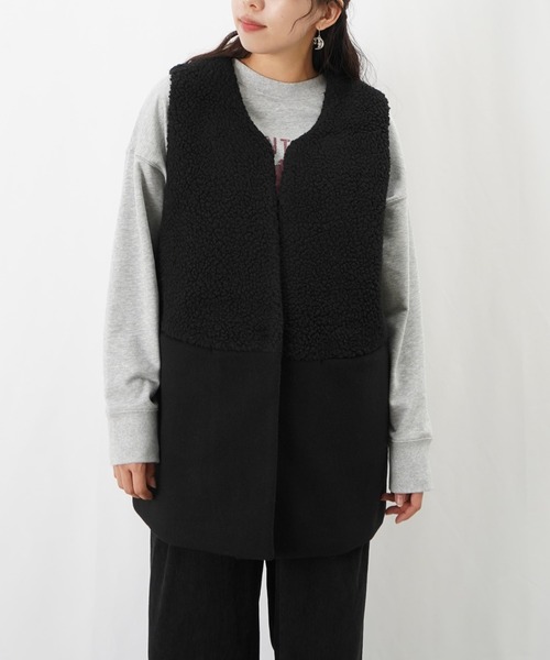 LC/LLL ボア切替ロングベスト（ベスト）｜LUCA/LADY LUCK LUCA（ルカ