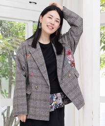 【希少】PINK HOUSE テーラードジャケット 花柄 刺繍 ブラック 日本製 黒薔薇刺繍デニムジャケット【M】 - ピンクハウス通販