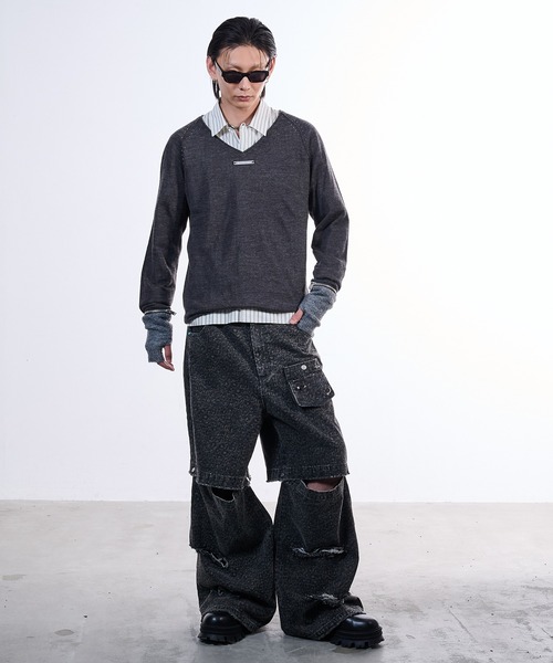 VI E DIT(ヴィエディット)の「Urban Grunge 2way Leopard Denim/アーバングランジ2ウェイレオパードデニム(デニムパンツ・メンズ・グレー・1/2)」の3枚目の写真