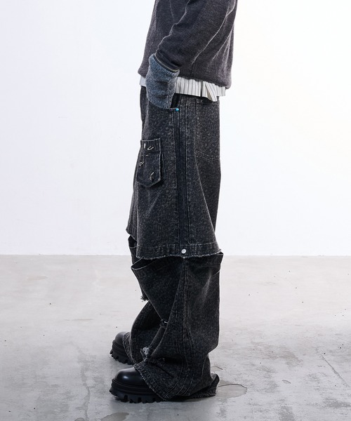 VI E DIT(ヴィエディット)の「Urban Grunge 2way Leopard Denim/アーバングランジ2ウェイレオパードデニム(デニムパンツ・メンズ・グレー・1/2)」の4枚目の写真