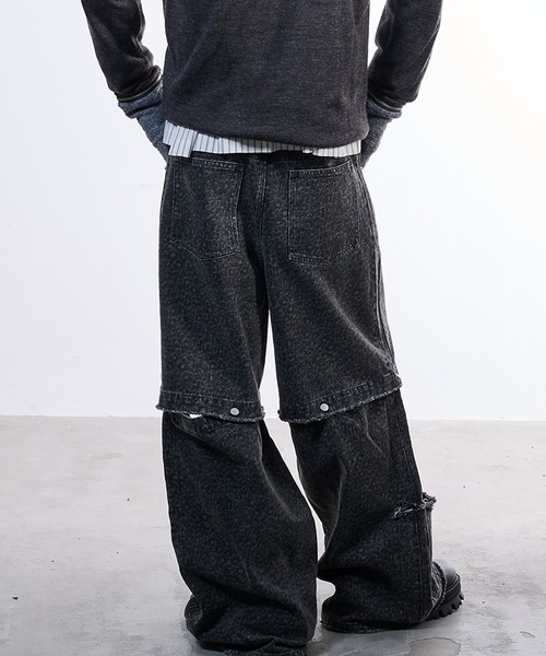 VI E DIT(ヴィエディット)の「Urban Grunge 2way Leopard Denim/アーバングランジ2ウェイレオパードデニム(デニムパンツ・メンズ・グレー・1/2)」の5枚目の写真