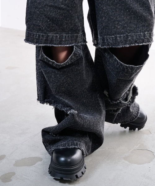 VI E DIT(ヴィエディット)の「Urban Grunge 2way Leopard Denim/アーバングランジ2ウェイレオパードデニム(デニムパンツ・メンズ・グレー・1/2)」の16枚目の写真