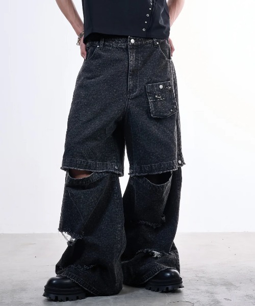 VI E DIT(ヴィエディット)の「Urban Grunge 2way Leopard Denim/アーバングランジ2ウェイレオパードデニム(デニムパンツ・メンズ・グレー・1/2)」の9枚目の写真
