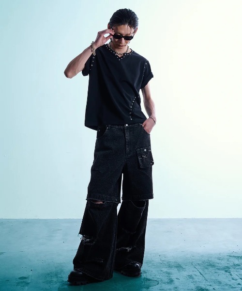VI E DIT(ヴィエディット)の「Urban Grunge 2way Leopard Denim/アーバングランジ2ウェイレオパードデニム(デニムパンツ・メンズ・グレー・1/2)」の13枚目の写真