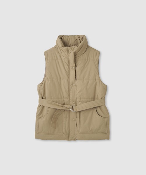 Mac-House（マックハウス）の「milli de l'air 中綿ベルテッドハイネックベスト（その他アウター・レディース・ベージュ/ブラック・M）」の13枚目の写真