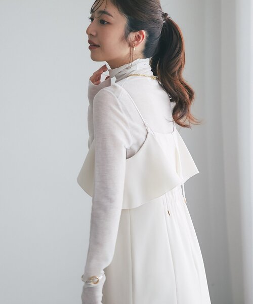 La boutique BonBon(ラブティックボンボン)の「【オケージョン対応】ラッフルマーメイドキャミワンピース(ワンピース・レディース・オフホワイト/ライトグレー/チャコールグレー・38/PS/36)」の6枚目の写真