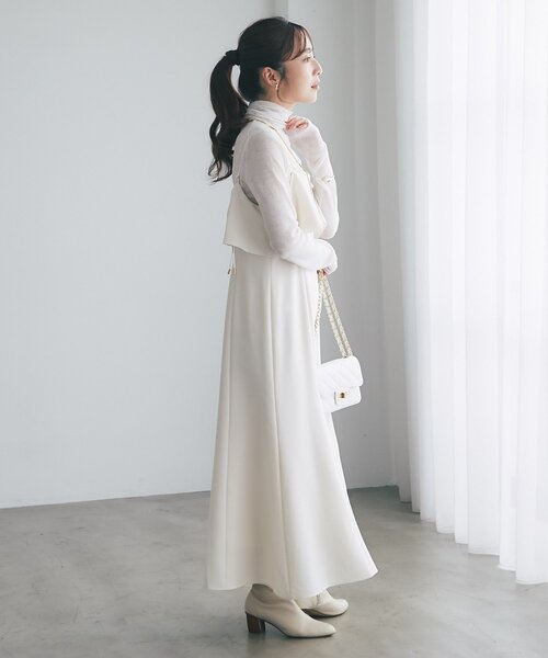 La boutique BonBon(ラブティックボンボン)の「【オケージョン対応】ラッフルマーメイドキャミワンピース(ワンピース・レディース・オフホワイト/ライトグレー/チャコールグレー・38/PS/36)」の9枚目の写真