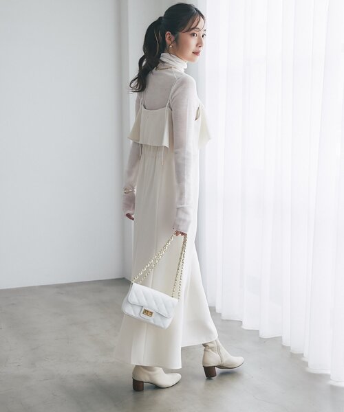 La boutique BonBon(ラブティックボンボン)の「【オケージョン対応】ラッフルマーメイドキャミワンピース(ワンピース・レディース・オフホワイト/ライトグレー/チャコールグレー・38/PS/36)」の11枚目の写真