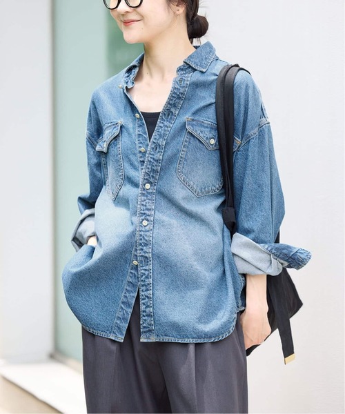 SLOBE IENA（スローブイエナ）の「《WEB限定/追加3》LE DENIM BDUデニムシャツ（シャツ/ブラウス・レディース・ブルー・FREE）」の13枚目の写真