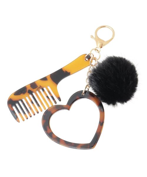 earth music&ecology（アースミュージックアンドエコロジー）の「ファーポンポン＋べっ甲ミラー付きチャーム（キーホルダー・レディース・ベージュ/ブラック・FREE）」の11枚目の写真