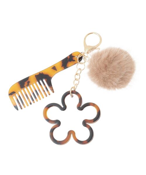 earth music&ecology（アースミュージックアンドエコロジー）の「ファーポンポン＋べっ甲ミラー付きチャーム（キーホルダー・レディース・ベージュ/ブラック・FREE）」の12枚目の写真