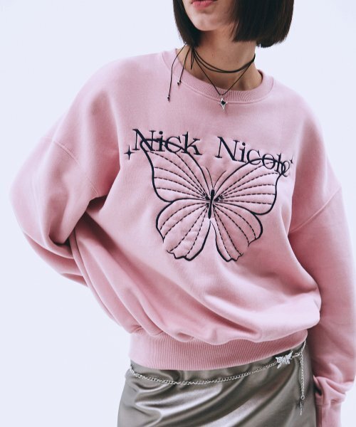NICK&NICOLE（ニックアンドニコール）の「SHINE BUTTERFLY SWEATSHIRT_PINK NAVY（スウェット・レディース・その他・FREE）」の2枚目の写真