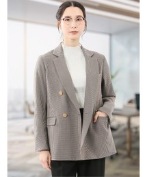 m.f.editorial（エムエフエディトリアル）の「【ストレッチ ウォッシャブル】m.f.エディトリアルレディース チェック柄 リラクシング ダブルジャケット（テーラードジャケット）」