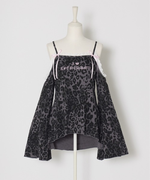 AVENCHUMU(アバンチュウム)の「Leopard print open shoulder tops(Tシャツ/カットソー・レディース・グレー/ピンク・FREE/XS)」の8枚目の写真