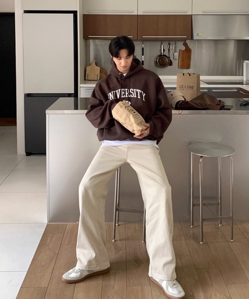 NOWLE(ノウル)の「【NOWLE】UNIVERSITY カレッジロゴ 刺繍 プルオーバーパーカー(パーカー・メンズ・ブラウン/グレー・MEDIUM/LARGE/X-LARGE)」の19枚目の写真