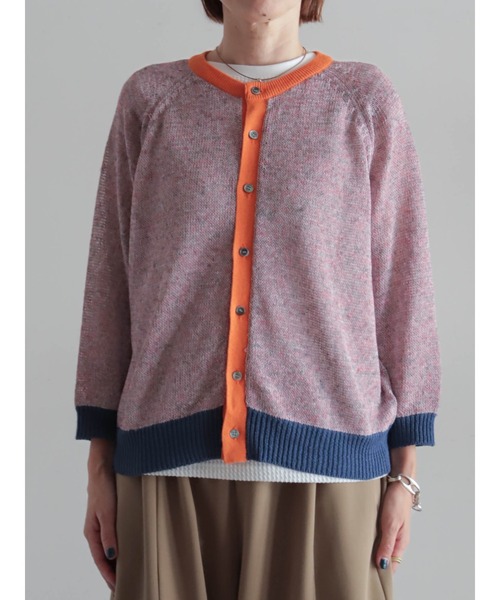 FIL DE FER（フィルデフェール）の「【予約】カラーMIXストローヤーン　ラグランカーデ（カーディガン/ボレロ・レディース・グリーン/ピンク・FREE）」の20枚目の写真