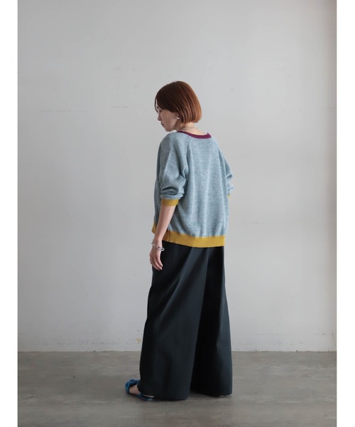 FIL DE FER（フィルデフェール）の「【予約】カラーMIXストローヤーン　ラグランカーデ（カーディガン/ボレロ・レディース・グリーン/ピンク・FREE）」の13枚目の写真