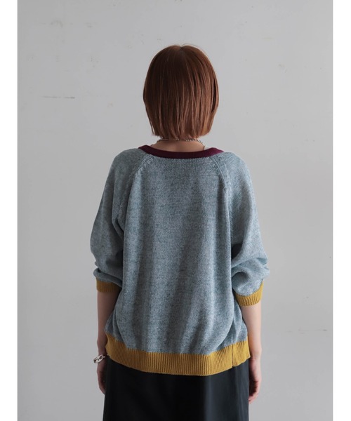 FIL DE FER（フィルデフェール）の「【予約】カラーMIXストローヤーン　ラグランカーデ（カーディガン/ボレロ・レディース・グリーン/ピンク・FREE）」の11枚目の写真