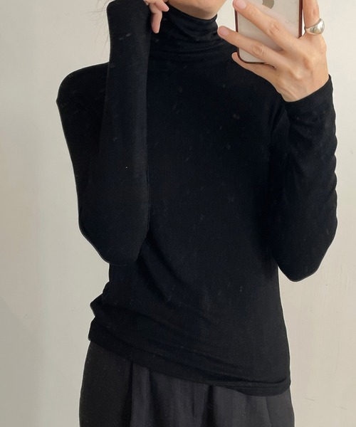 Lace Ladies(レースレディース)の「ソリッドカラー ハイネック ベーシック 長袖 プルオーバー(Tシャツ/カットソー・レディース・ブラック/グレー/アイボリー/グレイッシュベージュ・FREE)」の5枚目の写真