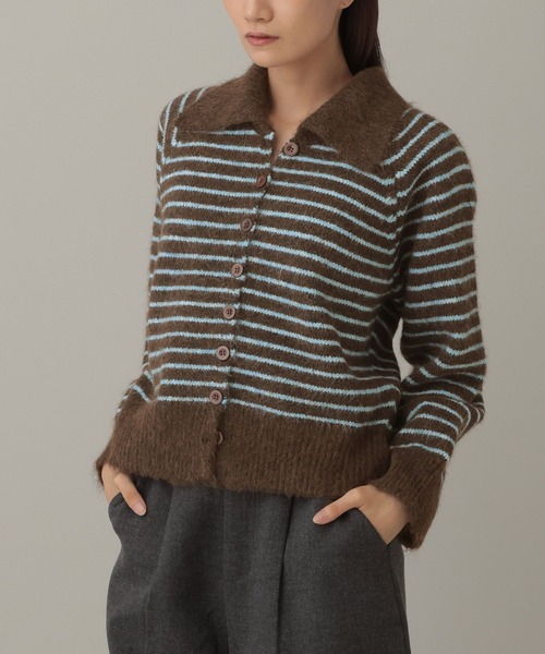 3.3 Field Trip （3.3フィールドトリップ）の「3.3 Field Trip／襟ボーダーニット（ニット/セーター・レディース・ブラウン/グレー・FREE）」の13枚目の写真