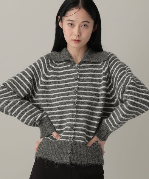 3.3 Field Trip （3.3フィールドトリップ）の「3.3 Field Trip／襟ボーダーニット（ニット/セーター・レディース・ブラウン/グレー・FREE）」の16枚目の写真