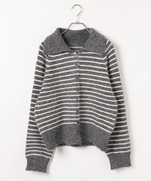 3.3 Field Trip （3.3フィールドトリップ）の「3.3 Field Trip／襟ボーダーニット（ニット/セーター・レディース・ブラウン/グレー・FREE）」の18枚目の写真