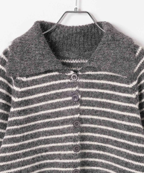 3.3 Field Trip （3.3フィールドトリップ）の「3.3 Field Trip／襟ボーダーニット（ニット/セーター・レディース・ブラウン/グレー・FREE）」の20枚目の写真