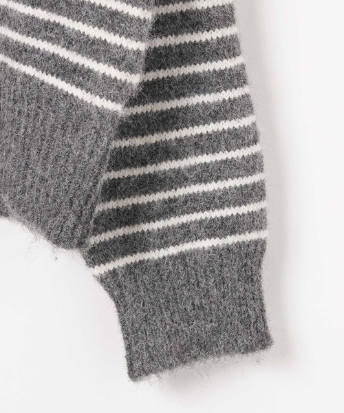 3.3 Field Trip （3.3フィールドトリップ）の「3.3 Field Trip／襟ボーダーニット（ニット/セーター・レディース・ブラウン/グレー・FREE）」の22枚目の写真