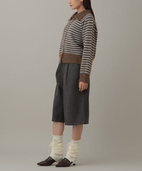 3.3 Field Trip （3.3フィールドトリップ）の「3.3 Field Trip／襟ボーダーニット（ニット/セーター・レディース・ブラウン/グレー・FREE）」の9枚目の写真