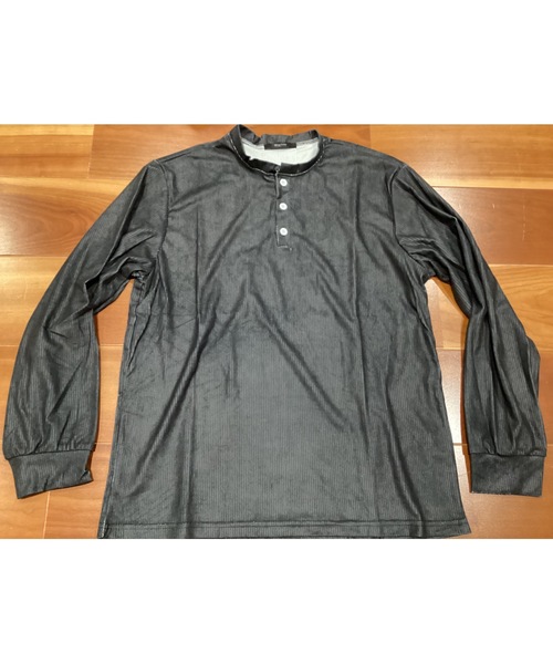 Bling Leads(ブリングリーズ)の「【Blss】【Bling Leads】テレコヘンリーネック長袖ティシャツ(Tシャツ/カットソー・メンズ・ライトグレー/ブラック/グレー/ワインレッド・FREE)」の2枚目の写真