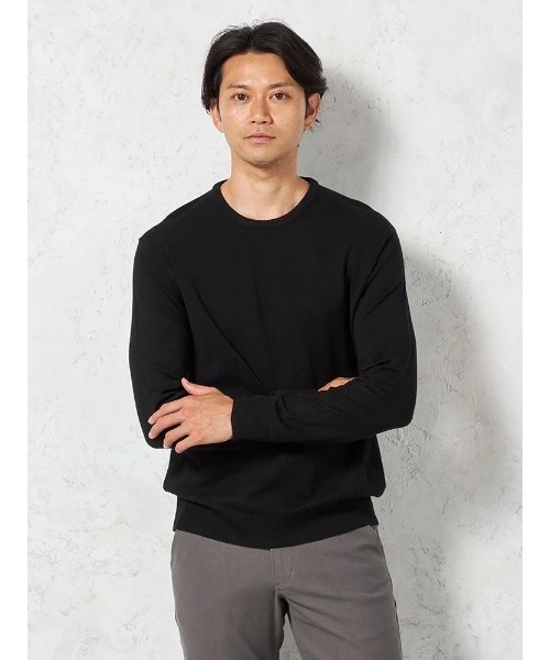 HARUYAMA（ハルヤマ）の「【吸湿発熱】長袖ニット Gヒート クルーネック  無地 リッケンバッカー（ニット/セーター・メンズ・ベージュ/ブラック/ワイン/オフホワイト・M/L/LL）」の2枚目の写真