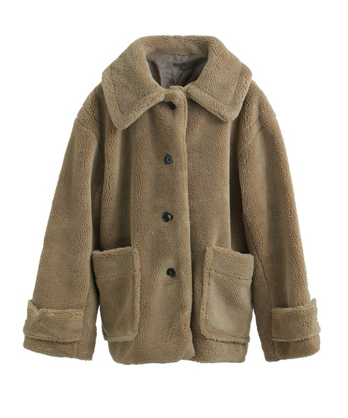 Fashion Letter(ファッションレター)の「ミドル丈 テディボア ステンカラーコート(ステンカラーコート・レディース・ライトベージュ/チャコールグレー/モカ・M)」の11枚目の写真