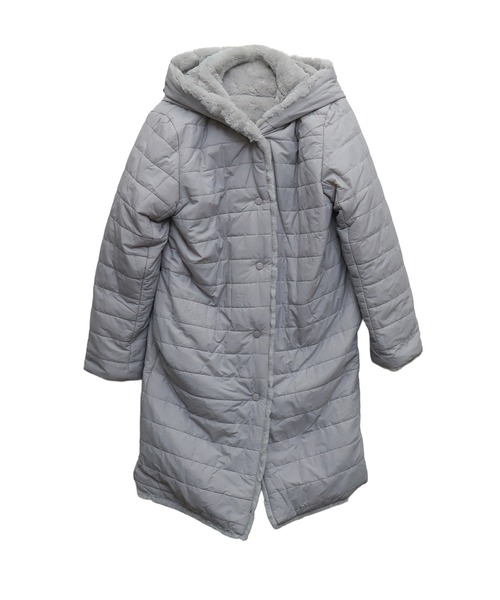 libelle more(リベル モア)の「ボーダーフェイクファーリバーシブルロングコート(ダウンジャケット/コート・レディース・ブラック/グレー/ベージュ/モカ・M/L)」の16枚目の写真