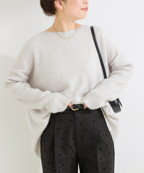 B.C STOCK（ベーセーストック）の「獣毛混袖リブプルオーバー（ニット/セーター・レディース・ライトグレー/ウッド/チャコールグレー/ブルー・FREE）」の3枚目の写真