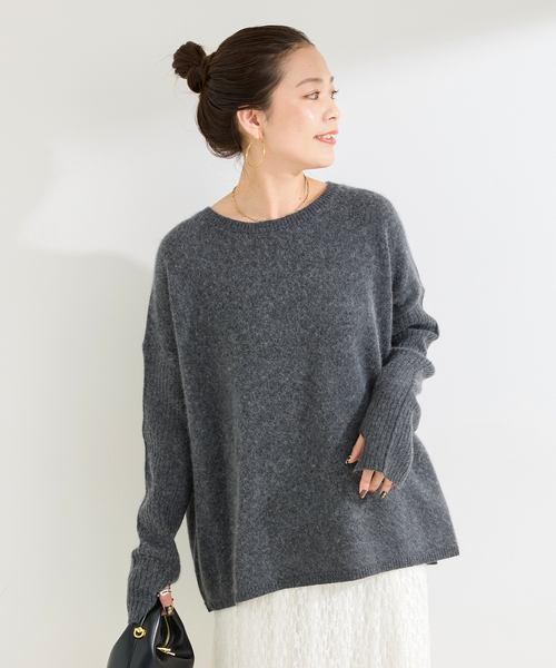 B.C STOCK（ベーセーストック）の「獣毛混袖リブプルオーバー（ニット/セーター・レディース・ライトグレー/ウッド/チャコールグレー/ブルー・FREE）」の8枚目の写真