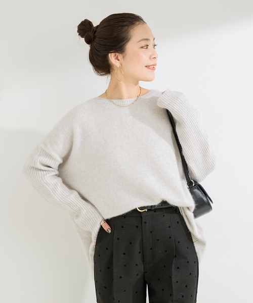B.C STOCK（ベーセーストック）の「獣毛混袖リブプルオーバー（ニット/セーター・レディース・ライトグレー/ウッド/チャコールグレー/ブルー・FREE）」の15枚目の写真