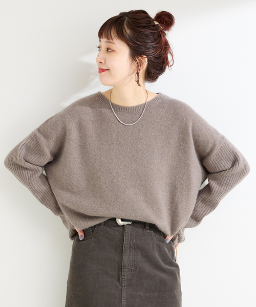 B.C STOCK（ベーセーストック）の「獣毛混袖リブプルオーバー（ニット/セーター・レディース・ライトグレー/ウッド/チャコールグレー/ブルー・FREE）」の21枚目の写真
