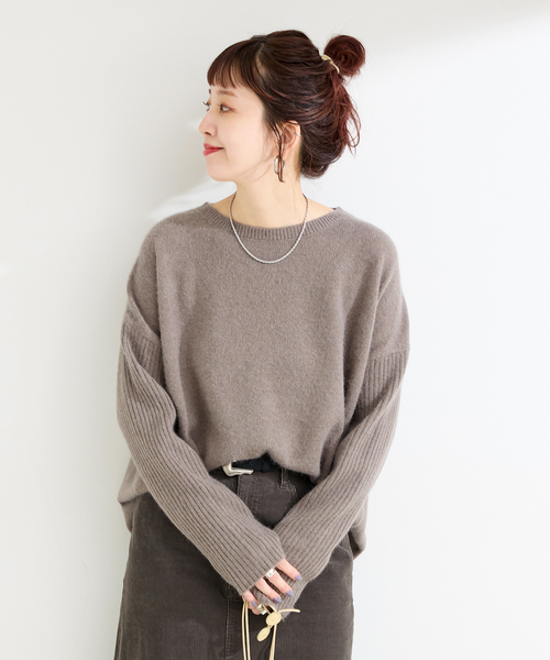 B.C STOCK（ベーセーストック）の「獣毛混袖リブプルオーバー（ニット/セーター・レディース・ライトグレー/ウッド/チャコールグレー/ブルー・FREE）」の22枚目の写真
