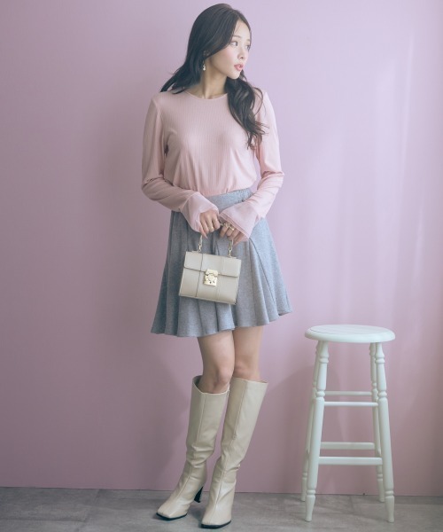 marun（マルン）の「＜大きいサイズ＞ショート丈フレアスカート marun（スカート・レディース・ベージュ/グレー/ブラック・5L/4L/3L/LL/L）」の21枚目の写真